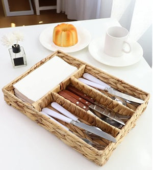 Handwoven Cutlery & Napkin Holder Tray